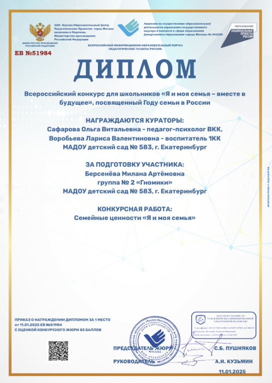 Диплом о публикации в журнале Педагогические таланты России.png